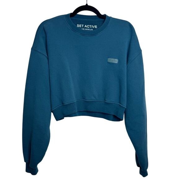 SET Active Tops - Set Active Cropped Slouchy Teal/Turquoise Crewneck Rare Color!! Small